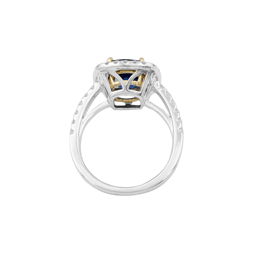 Bague 52 Bague en or jaune et blanc 18K avec saphir et diamants 58 Facettes 34433