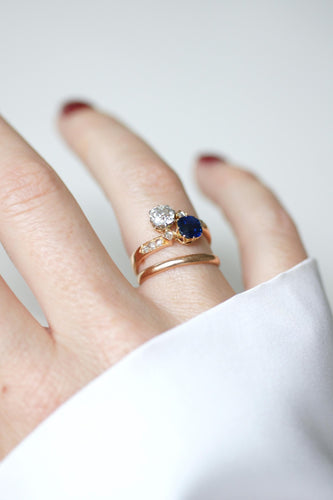 Bague 53 Bague Toi et Moi en or rose 18kt et platine, saphir et diamants 58 Facettes