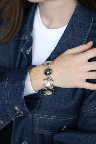 Bracelet Georg Jensen - Bracelet articulé en argent avec hématite (modèle 130B) 58 Facettes