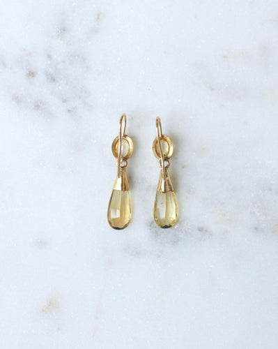 Boucles d'oreilles Boucles d'oreilles pendantes goutte en or jaune et citrine 58 Facettes