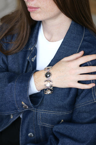 Bracelet Georg Jensen - Bracelet articulé en argent avec hématite (modèle 130B) 58 Facettes