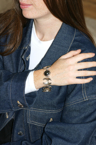 Bracelet Georg Jensen - Bracelet articulé en argent avec hématite (modèle 130B) 58 Facettes