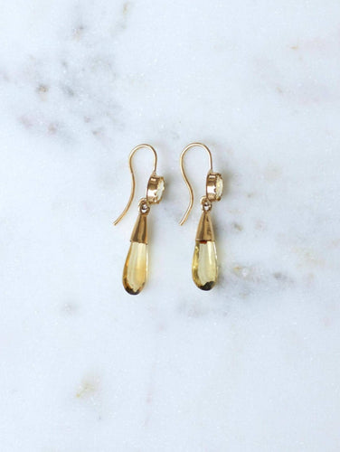 Boucles d'oreilles Boucles d'oreilles pendantes goutte en or jaune et citrine 58 Facettes