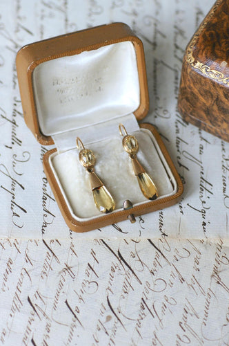 Boucles d'oreilles Boucles d'oreilles pendantes goutte en or jaune et citrine 58 Facettes