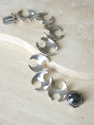 Bracelet Georg Jensen - Bracelet articulé en argent avec hématite (modèle 130B) 58 Facettes