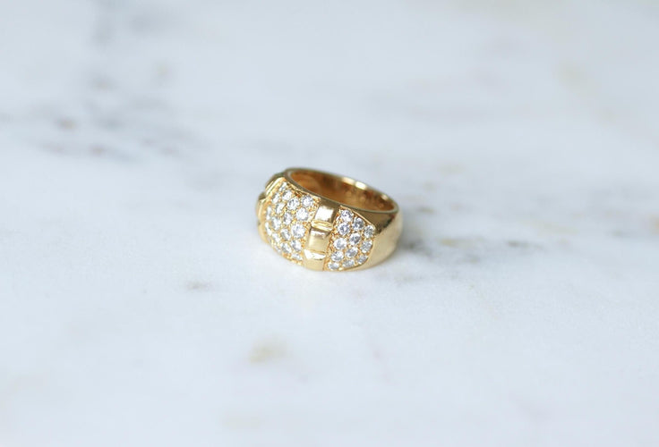 Bague 52 Van Cleef & Arpels - Bague jonc en or jaune et diamants 58 Facettes