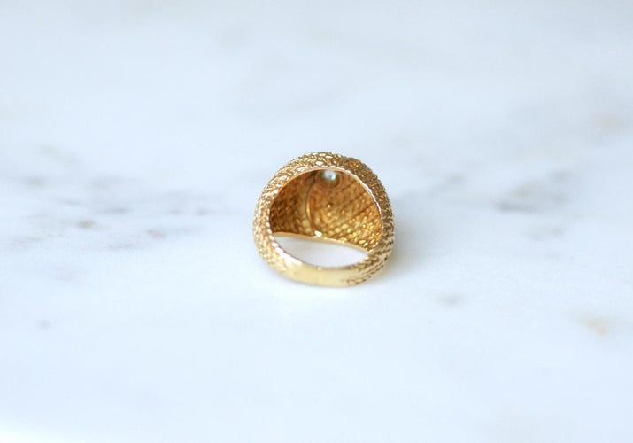 Bague 49.5 Bague boule sertie d’un diamant en or jaune 18k années 60 58 Facettes