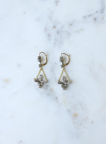 Boucles d'oreilles Boucles d'oreilles dormeuses pendantes en or jaune et rose 18k et diamants 58 Facettes