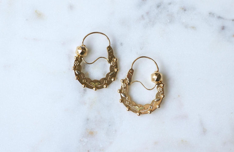 Boucles d'oreilles Boucles d’oreilles créoles savoyardes en or rose et jaune 18k 58 Facettes