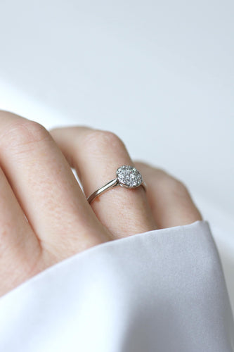 Bague 59 Bague Art Déco ronde sertie de diamants en platine 58 Facettes