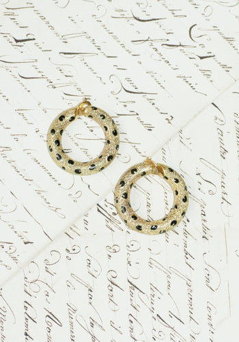 Boucles d'oreilles Fred - Boucles d’oreilles créoles Pattes de Panthère en or jaune et émail noir 58 Facettes