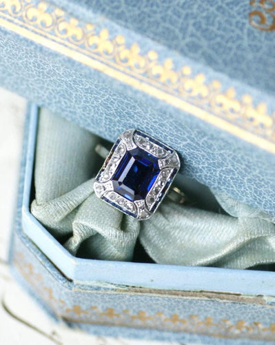 Bague 57 Bague Art Déco octogonale en or blanc 18kt et diamants 58 Facettes