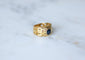 Bague 52 Bague bandeau victorienne en or jaune 18kt et saphir coussin 58 Facettes