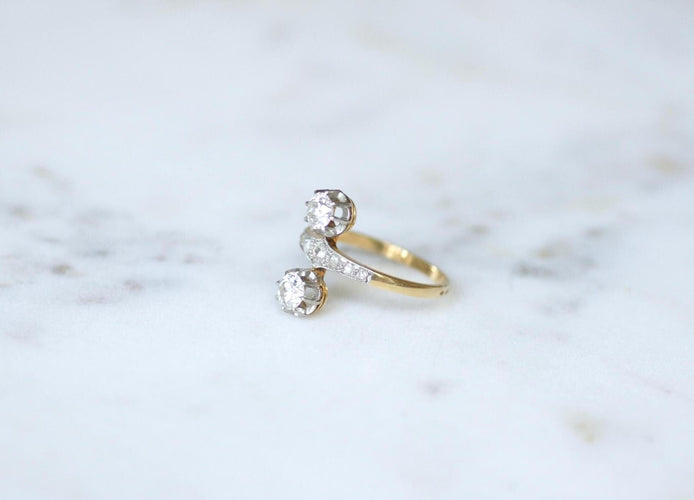 Bague 60 Bague aigrette Belle Époque en or jaune 18k et platine, diamants 58 Facettes