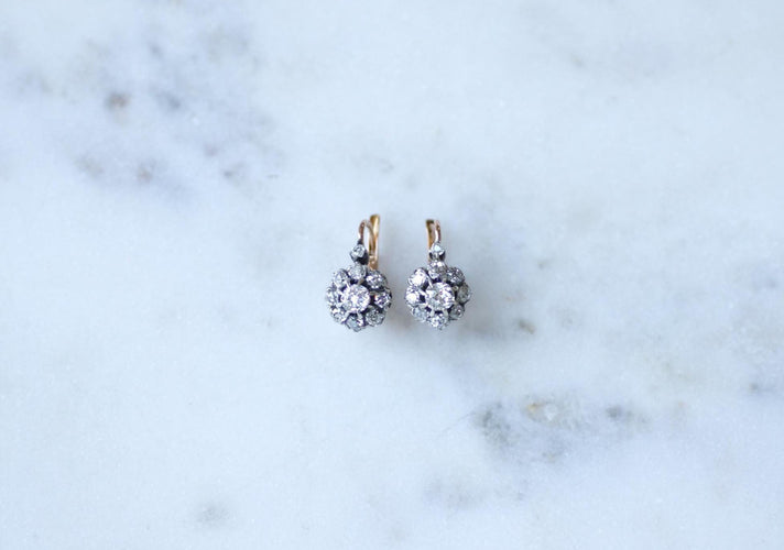 Boucles d'oreilles Boucles d’oreilles marguerite en or rose 18k et diamants 58 Facettes