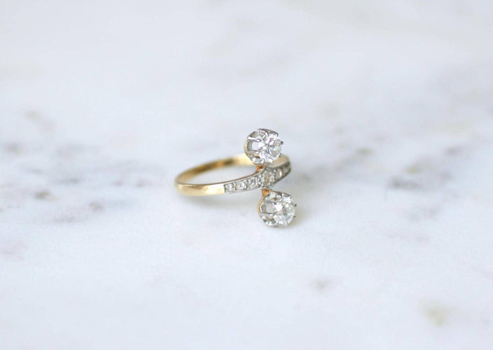 Bague 60 Bague aigrette Belle Époque en or jaune 18k et platine, diamants 58 Facettes