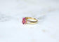 Bague 59.5 Bague tourmaline rose et diamants baguette en or jaune 18k 58 Facettes