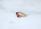 Bague 57 Bague Toi et Moi en or jaune 18k, platine, rubis et diamants 58 Facettes