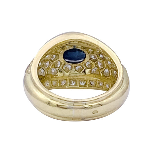 Bague 50 Bague jonc en or jaune 750/000 avec diamants et saphir 58 Facettes 33326