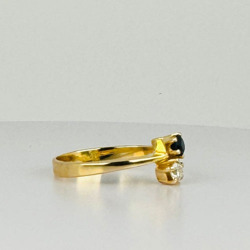 Bague Bague Toi & Moi vintage en or jaune 18 carats, saphir et diamant 58 Facettes 2410029