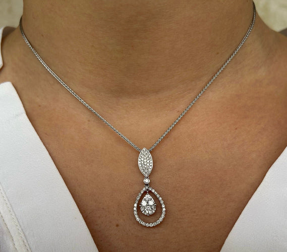 Collier Vahan - Collier pendentif goutte en or blanc 18k et diamants 58 Facettes BO/220046 RIV