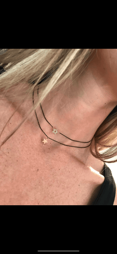 Collier Collier - Pendentif étoile en or noir 14k et diamants 58 Facettes