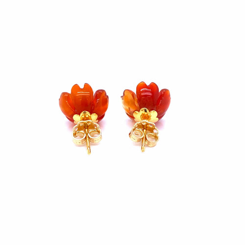 Boucles d'oreilles Boucles d’oreilles fleur en or 18 carats, cornaline et diamants 0,85 ct 58 Facettes