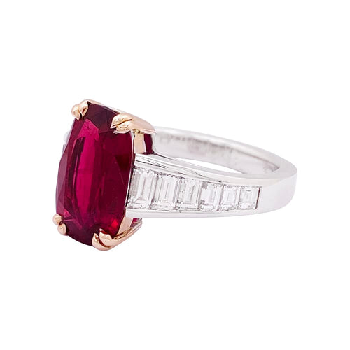 Bague 57 Bague en or blanc et or jaune 750 sertie rubis et diamants 58 Facettes 34079