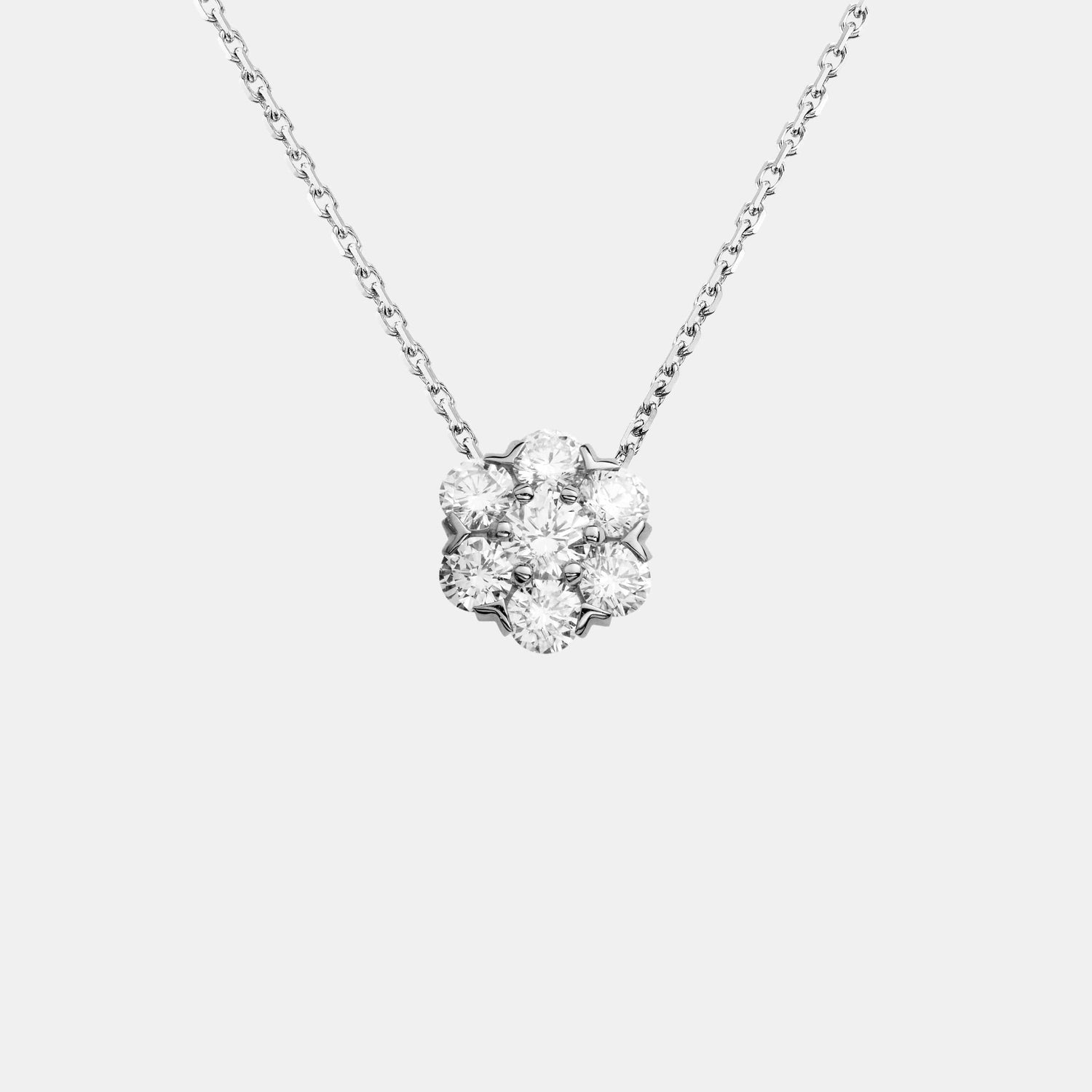 Pendentif Fleurette Or blanc Diamant 0.94ct