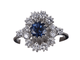 Bague 54.5 Bague saphir bleu et diamants en or blanc 58 Facettes BA-36