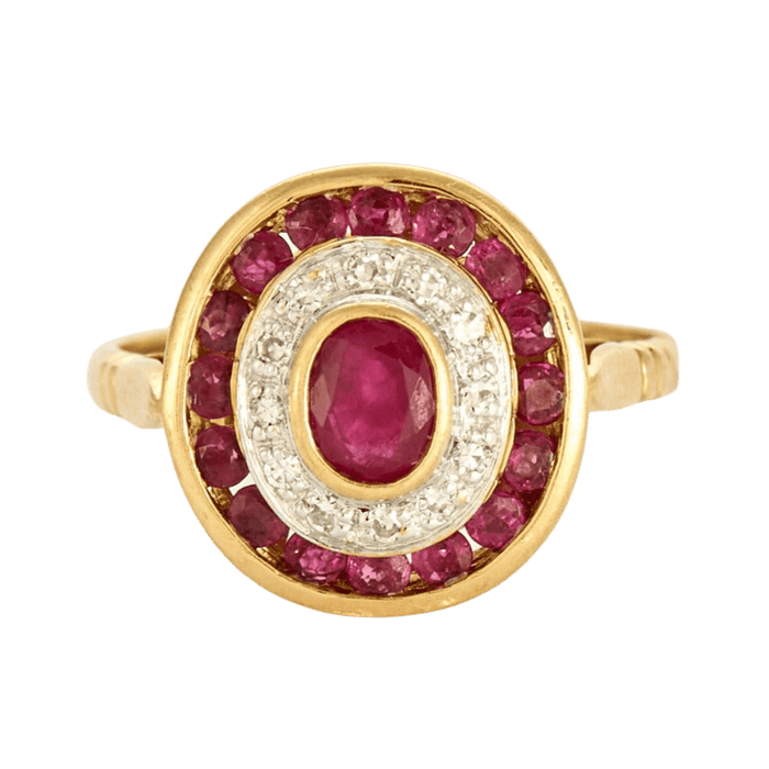 Bague 54 Bague en or jaune rubis et petits diamants 58 Facettes DDV6621-2-54-3