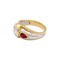 Bague 51 Bague jonc en or jaune et platine avec diamant et rubis 58 Facettes 34341