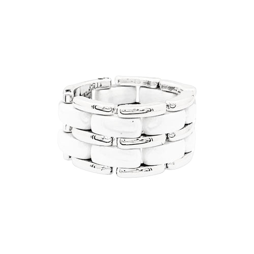 Bague 54 Chanel Ultra - Bague grand modèle en or blanc et céramique blanche 58 Facettes 35312