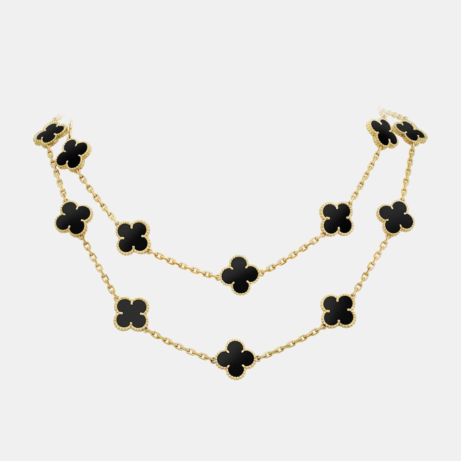 Collier Vintage Alhambra Or jaune Onyx 