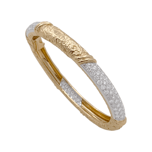 Bracelet Van Cleef & Arpels - Bracelet jonc ouvrant en or jaune et diamants 58 Facettes 34382