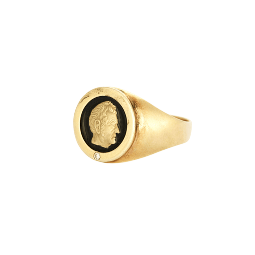Ring 63.5 Gold Signet Ring Black Enamel 58 Facettes 33200210