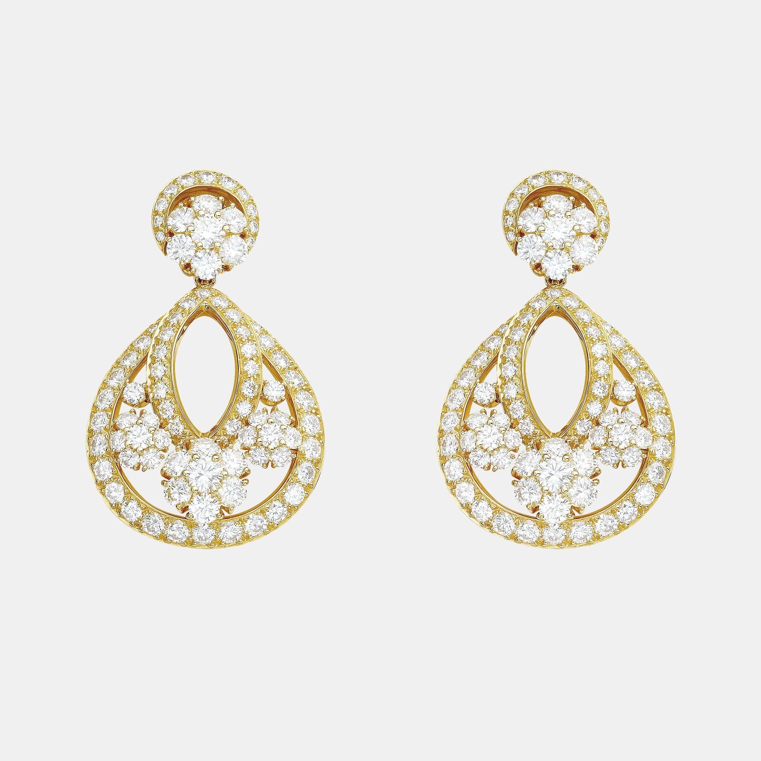 Boucles d'oreilles Snowflake Or jaune Diamant 13.73ct