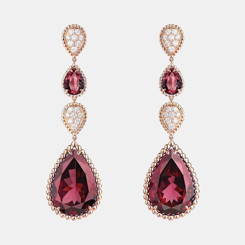 Boucles d'oreilles Serpent Bohème Or rose Grenat 28.73ct, motif XS et L.