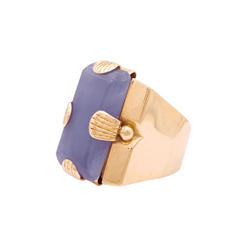 Bague 50 Bague « Tank » en or rose 750 ornée d’un jade lavande 58 Facettes 34753