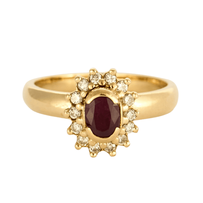 Bague 50 Bague Marguerite Or jaune, Rubis et Diamants 58 Facettes DV0734-3-50-2-50