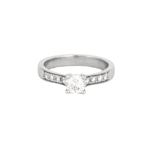 Bague 54 Solitaire or blanc orné de diamants 58 Facettes 517564