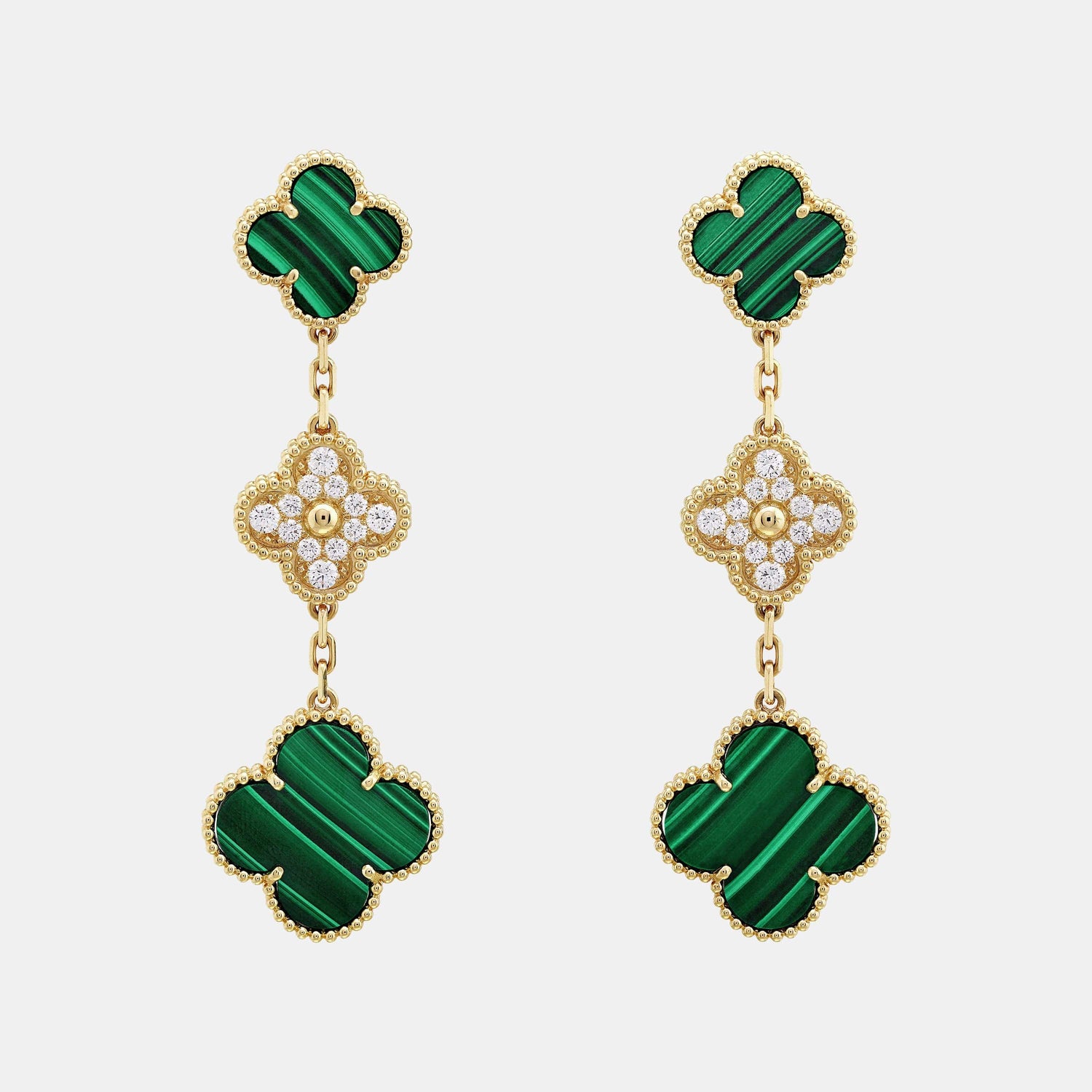 Boucles d'oreilles Magic Alhambra Or jaune Diamant 3 motifs