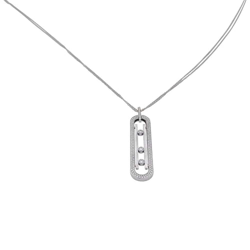 Collier Messika Move 10th Anniversary - Collier sautoir en or blanc et diamants 58 Facettes 32173