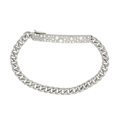 Bracelet Dior - Bracelet gourmette en or blanc et diamants 58 Facettes 33115