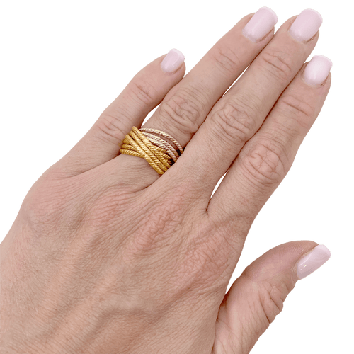 Bague 49 Bague multi-joncs torsadés en trois ors 750 58 Facettes 34691