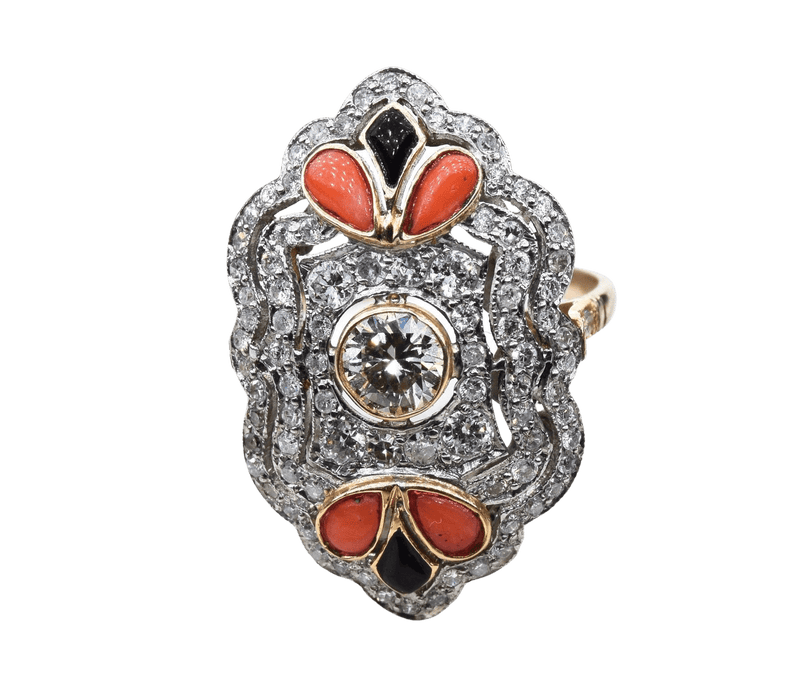 Platinum Ring Diamonds Art Nouveau