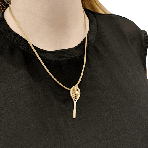 Pendentif Pendentif raquette de tennis en or jaune 750 avec perle de culture 58 Facettes 34804