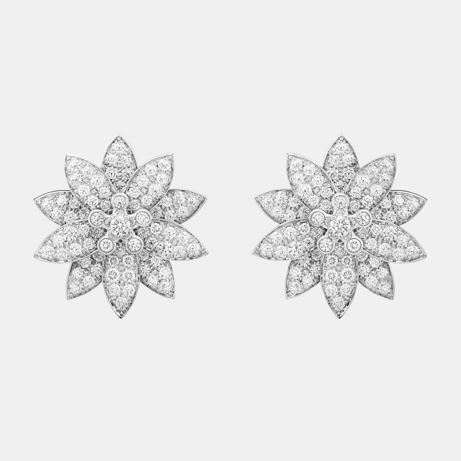 Boucles d'oreilles Lotus Or blanc Diamant 3.29ct
