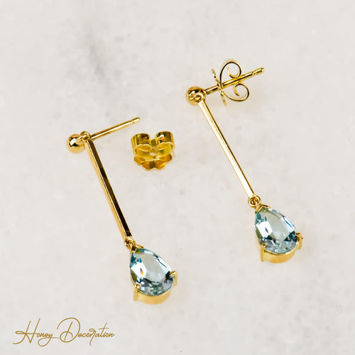 Boucles d'oreilles Boucles d'oreilles pendantes en or 750 et aigues-marines 2,0 ct 58 Facettes 2537