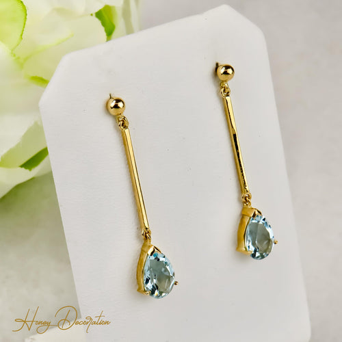 Boucles d'oreilles Ohrhänger - Boucles d’oreilles en or 750 avec aigues-marines 58 Facettes 2537